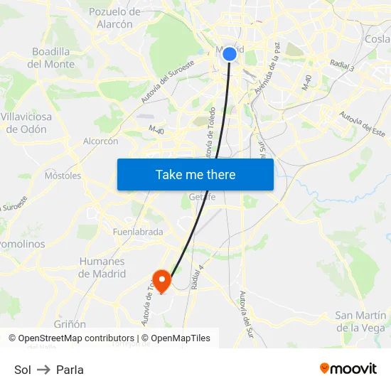 Sol to Parla map