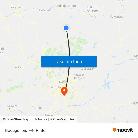 Boceguillas to Pinto map