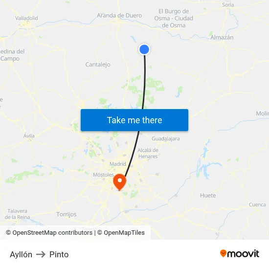 Ayllón to Pinto map