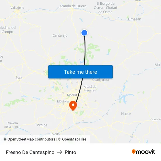 Fresno De Cantespino to Pinto map