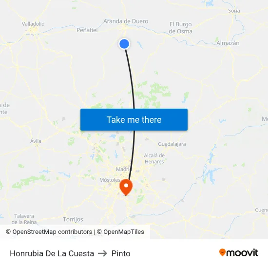 Honrubia De La Cuesta to Pinto map