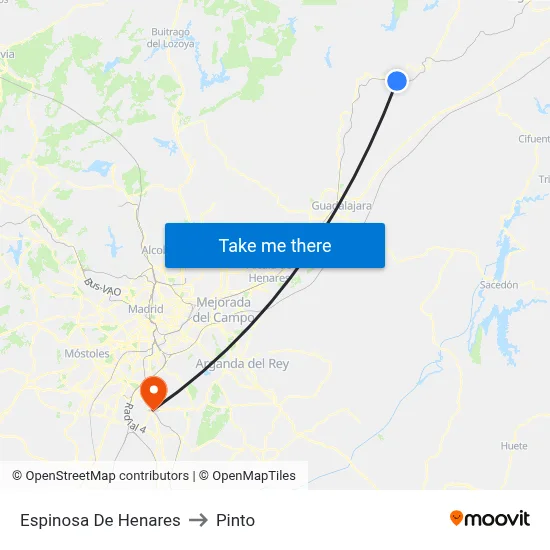 Espinosa De Henares to Pinto map