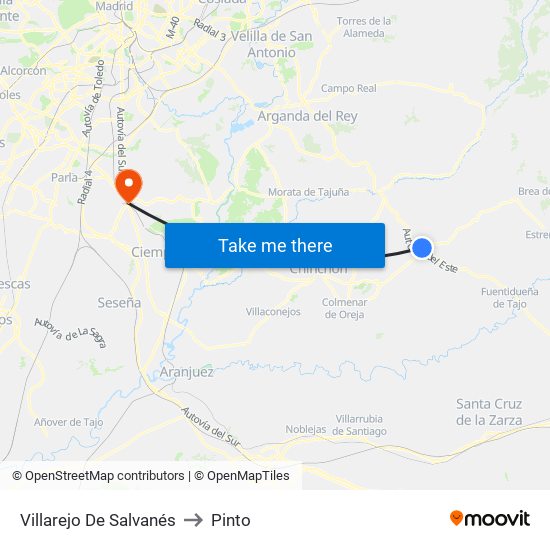 Villarejo De Salvanés to Pinto map
