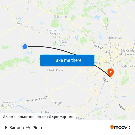 El Barraco to Pinto map