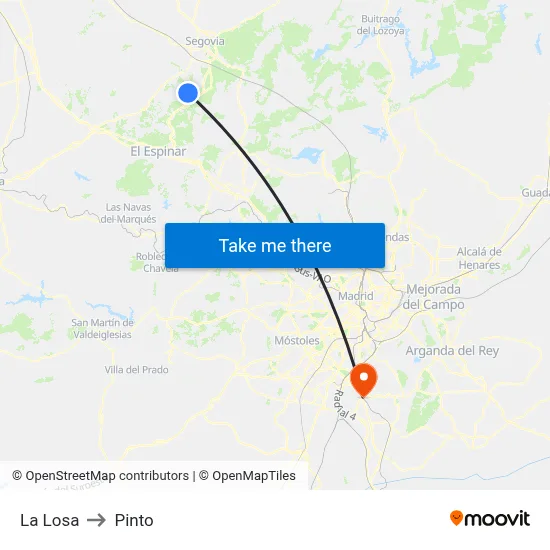 La Losa to Pinto map