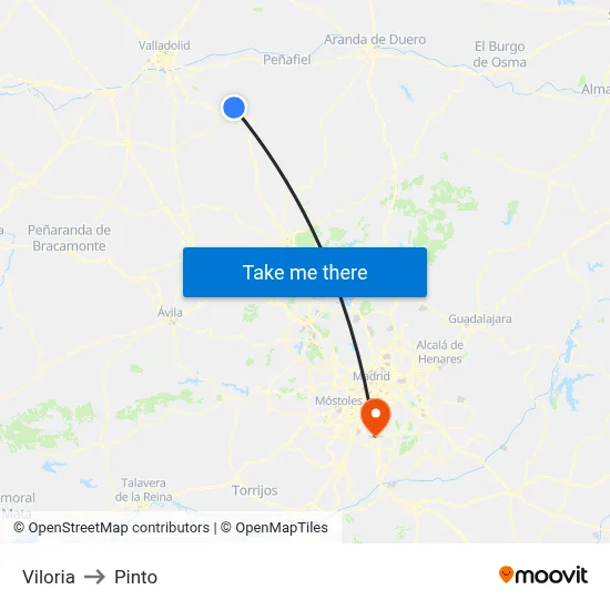 Viloria to Pinto map