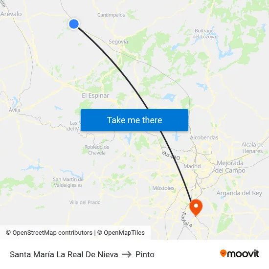 Santa María La Real De Nieva to Pinto map