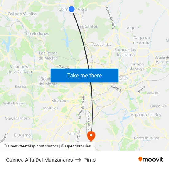 Cuenca Alta Del Manzanares to Pinto map