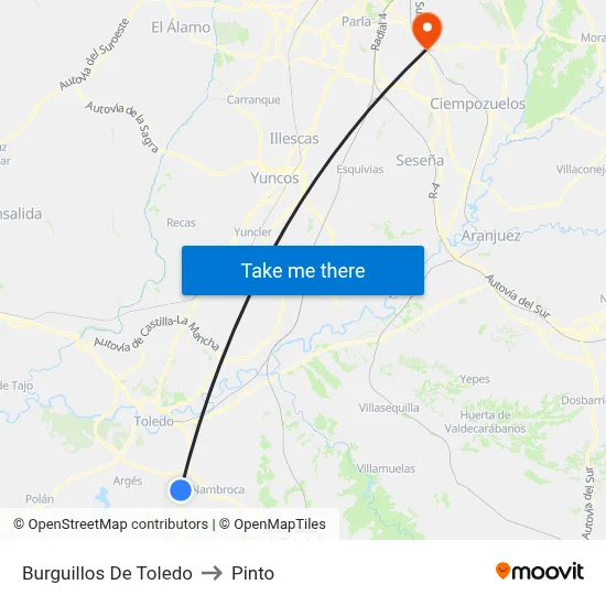 Burguillos De Toledo to Pinto map