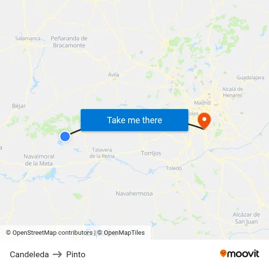 Candeleda to Pinto map