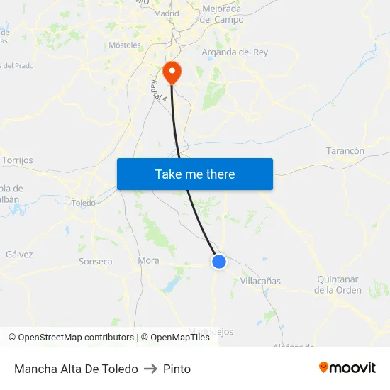 Mancha Alta De Toledo to Pinto map