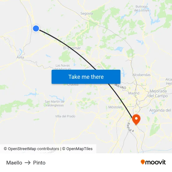 Maello to Pinto map