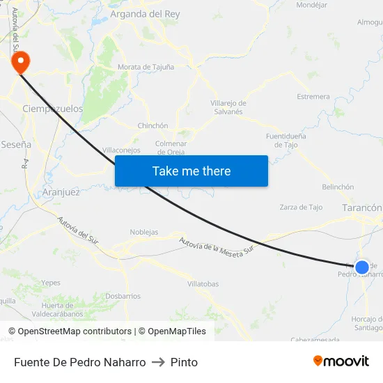 Fuente De Pedro Naharro to Pinto map