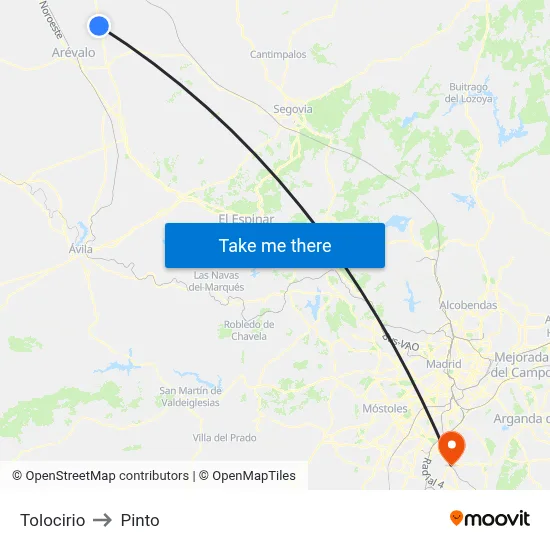 Tolocirio to Pinto map