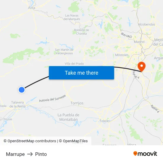 Marrupe to Pinto map