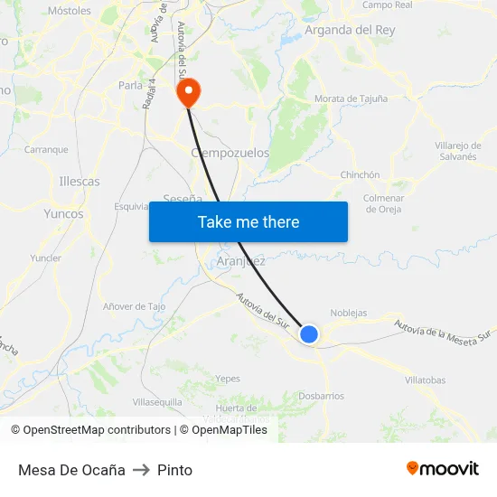 Mesa De Ocaña to Pinto map