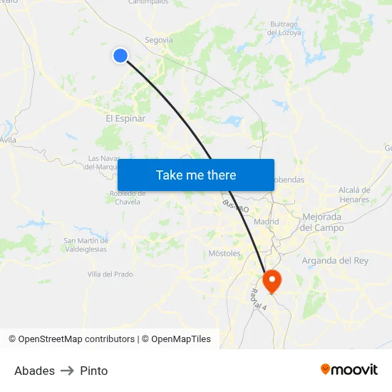 Abades to Pinto map