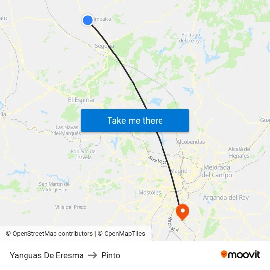 Yanguas De Eresma to Pinto map