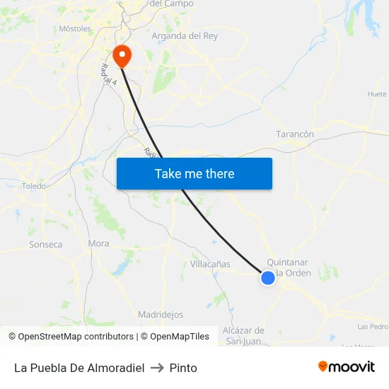 La Puebla De Almoradiel to Pinto map