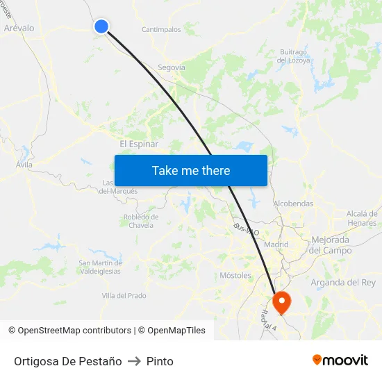 Ortigosa De Pestaño to Pinto map