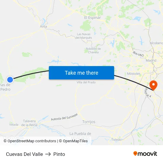Cuevas Del Valle to Pinto map