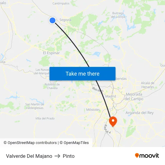 Valverde Del Majano to Pinto map