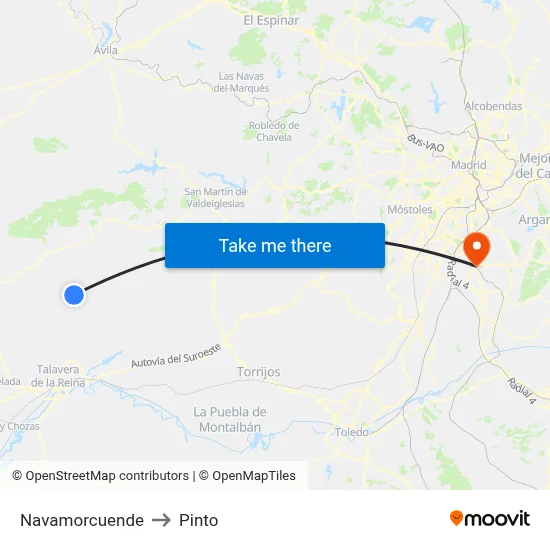 Navamorcuende to Pinto map