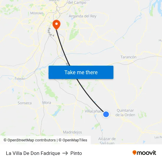 La Villa De Don Fadrique to Pinto map