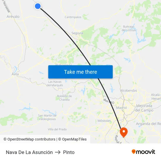 Nava De La Asunción to Pinto map