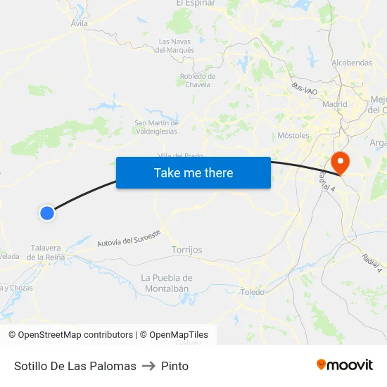 Sotillo De Las Palomas to Pinto map