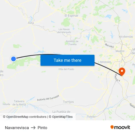 Navarrevisca to Pinto map