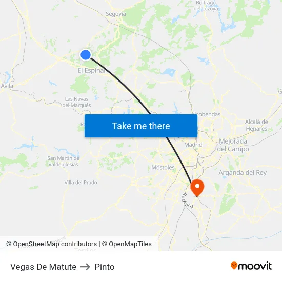 Vegas De Matute to Pinto map