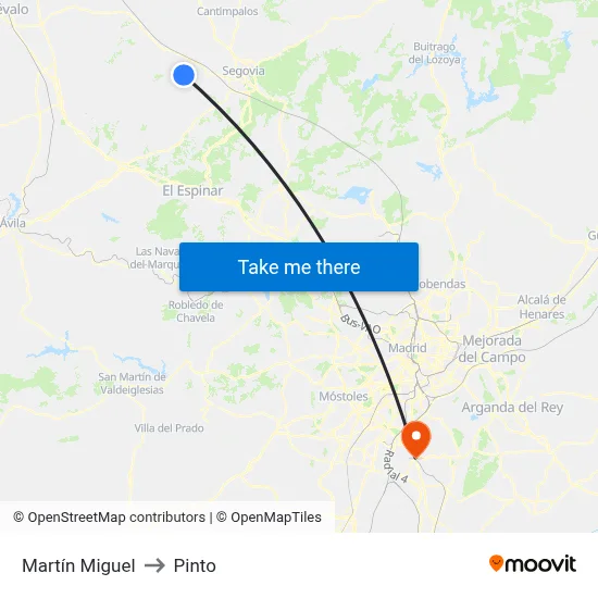 Martín Miguel to Pinto map
