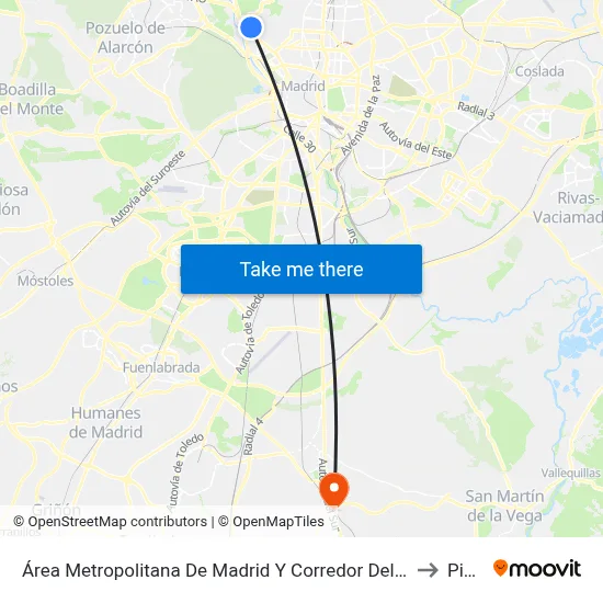 Área Metropolitana De Madrid Y Corredor Del Henares to Pinto map
