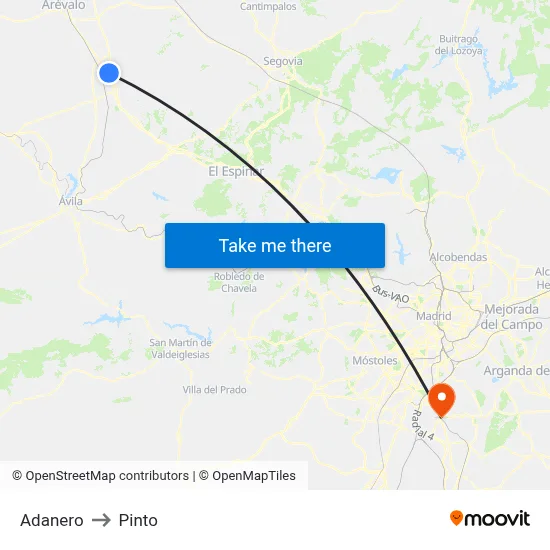 Adanero to Pinto map