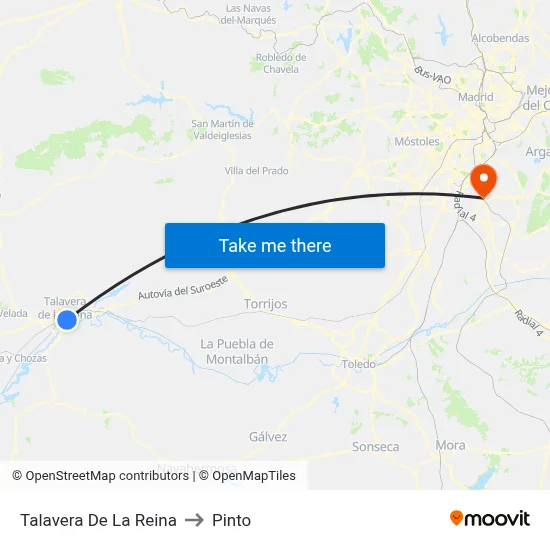 Talavera De La Reina to Pinto map