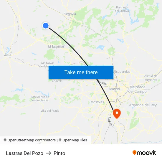 Lastras Del Pozo to Pinto map