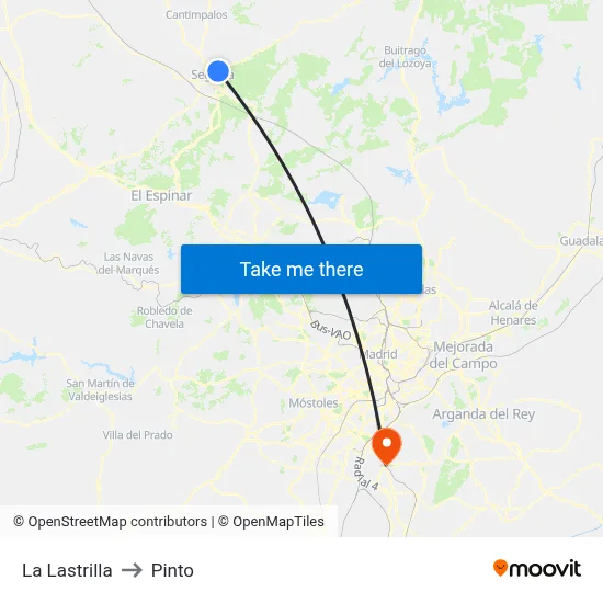La Lastrilla to Pinto map