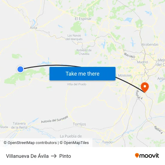Villanueva De Ávila to Pinto map