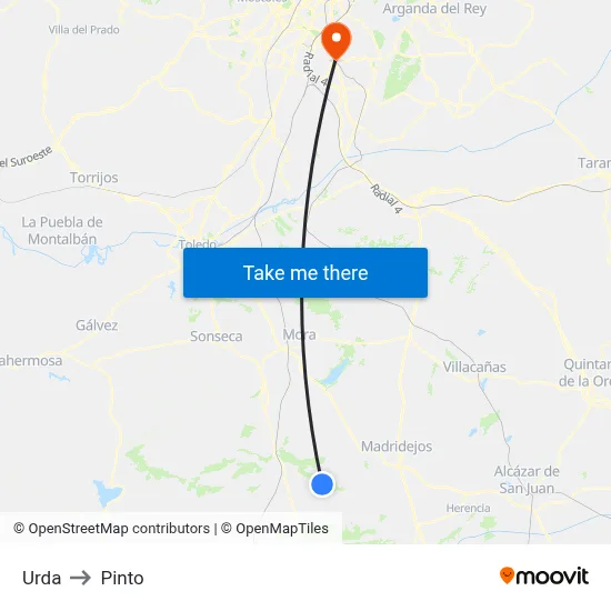 Urda to Pinto map