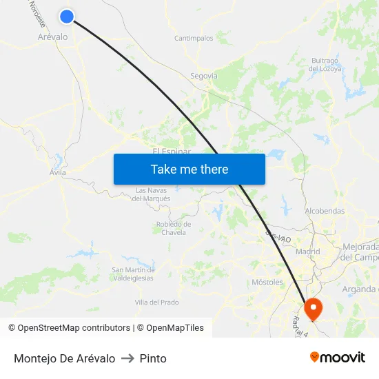 Montejo De Arévalo to Pinto map
