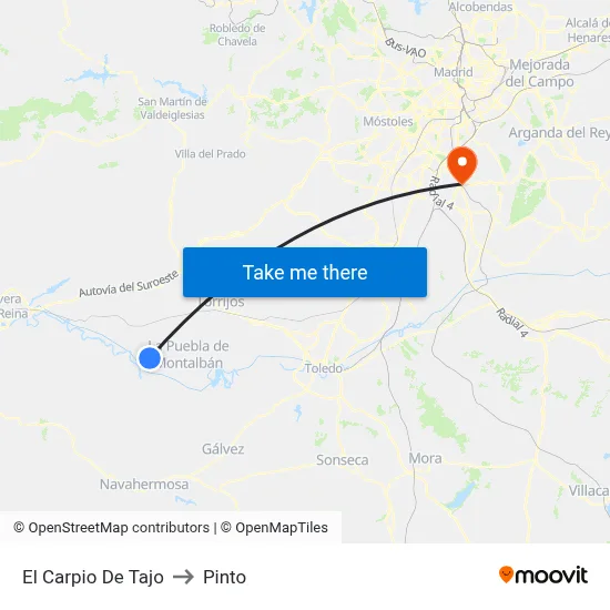 El Carpio De Tajo to Pinto map