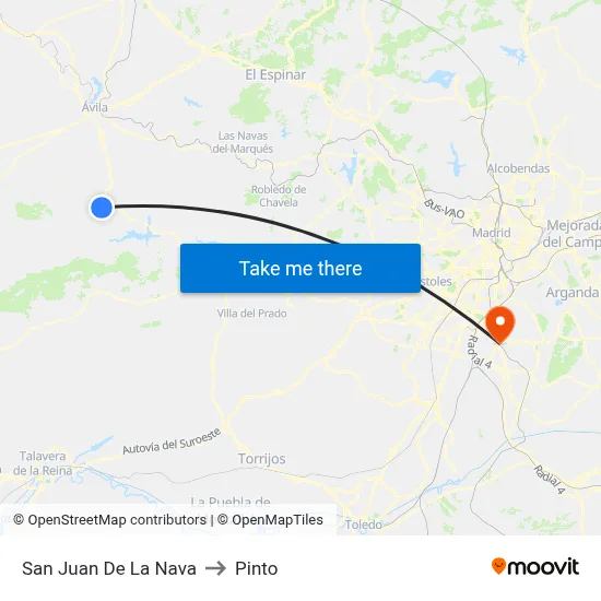 San Juan De La Nava to Pinto map