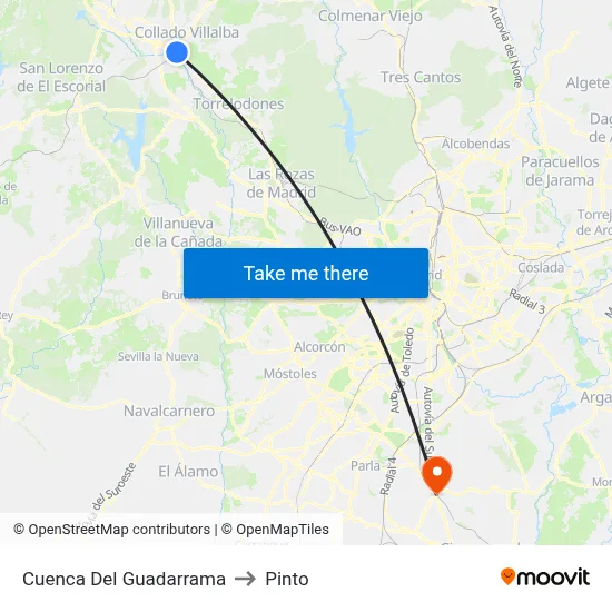 Cuenca Del Guadarrama to Pinto map