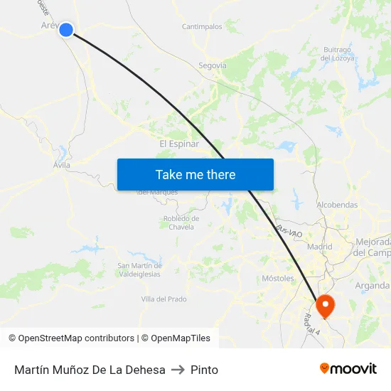 Martín Muñoz De La Dehesa to Pinto map
