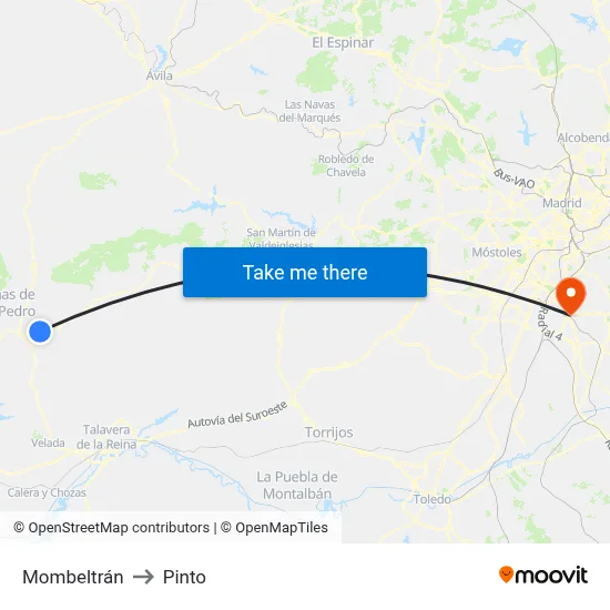 Mombeltrán to Pinto map