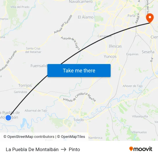 La Puebla De Montalbán to Pinto map