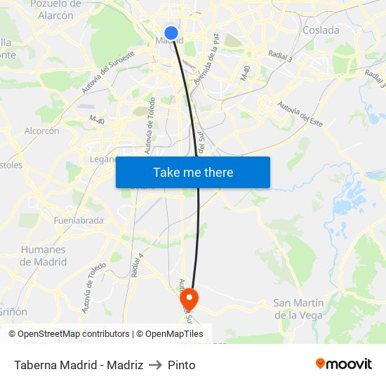 Taberna Madrid - Madriz to Pinto map