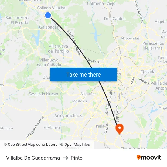Villalba De Guadarrama to Pinto map