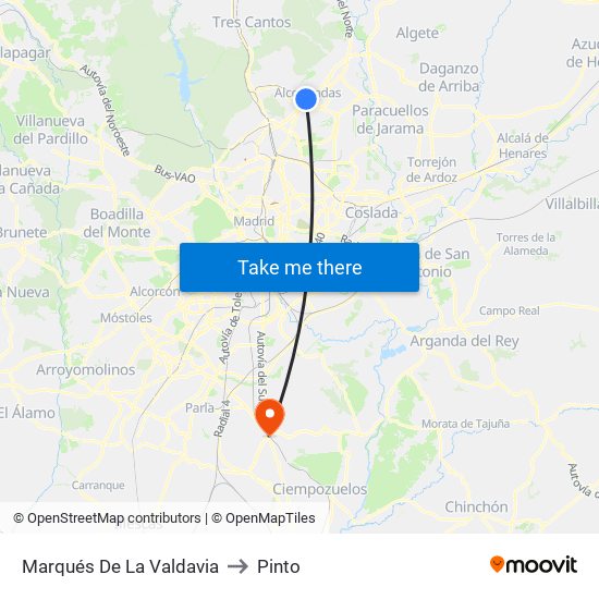 Marqués De La Valdavia to Pinto map